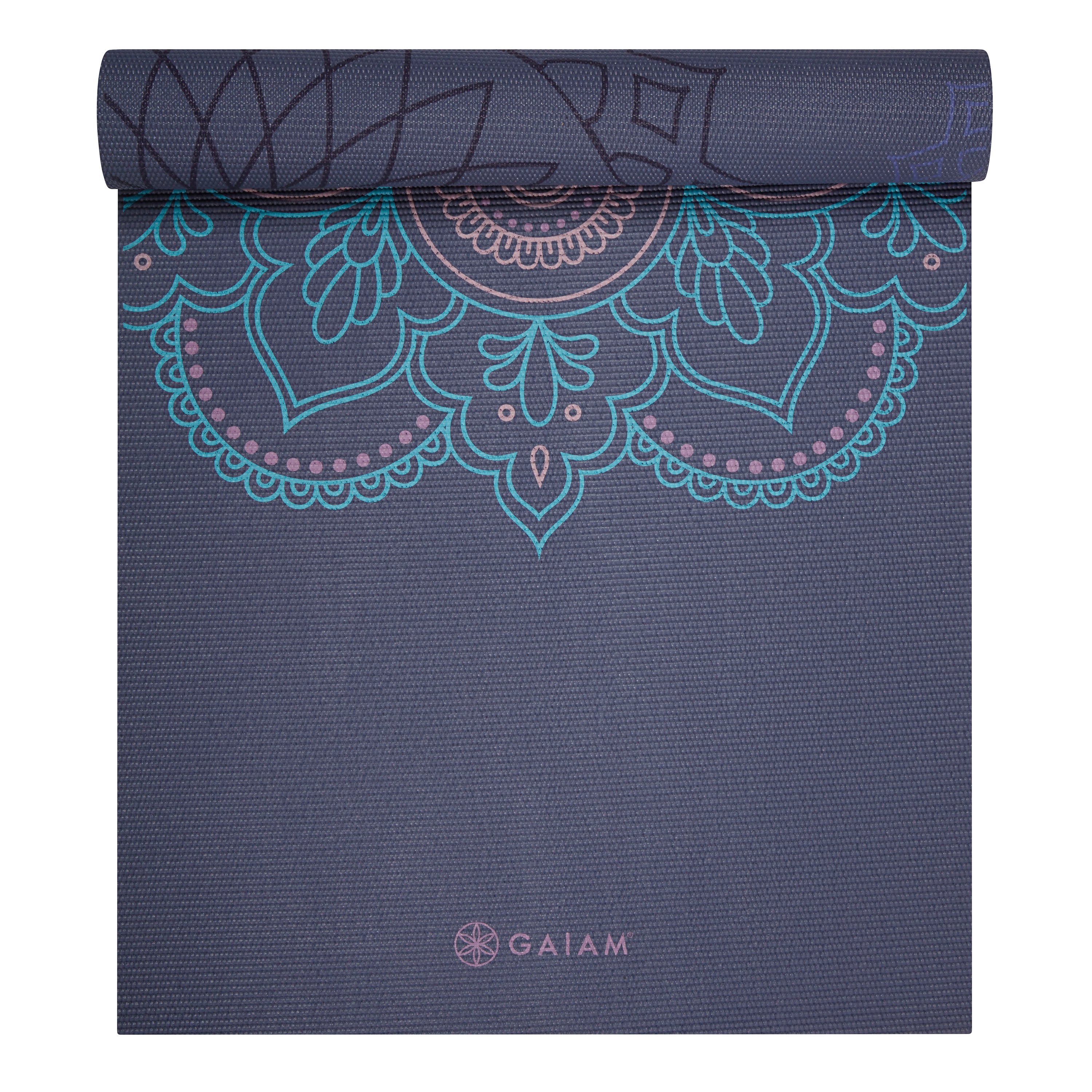 Premium Reversible Purple Illusion Yoga Mat (6mm) half rolled